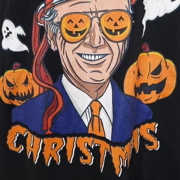 Joe Biden Halloween T Shirt Mens Size XL Black Happy Christmas Funny Humor Joke - Picture 4 of 7
